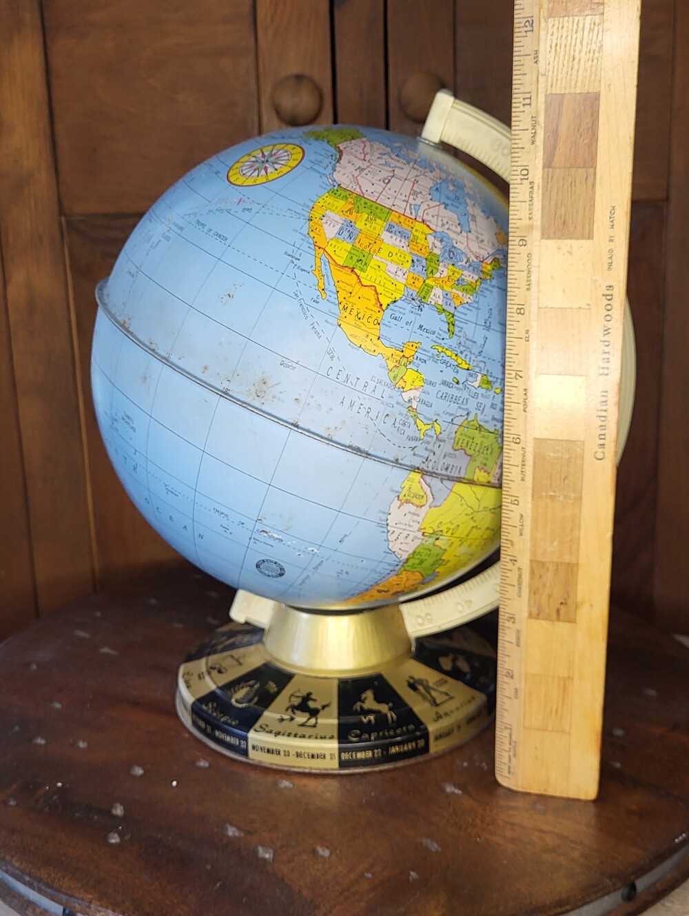 Vintage Blue World Globe with Zodiac Base - Picture 4 of 13